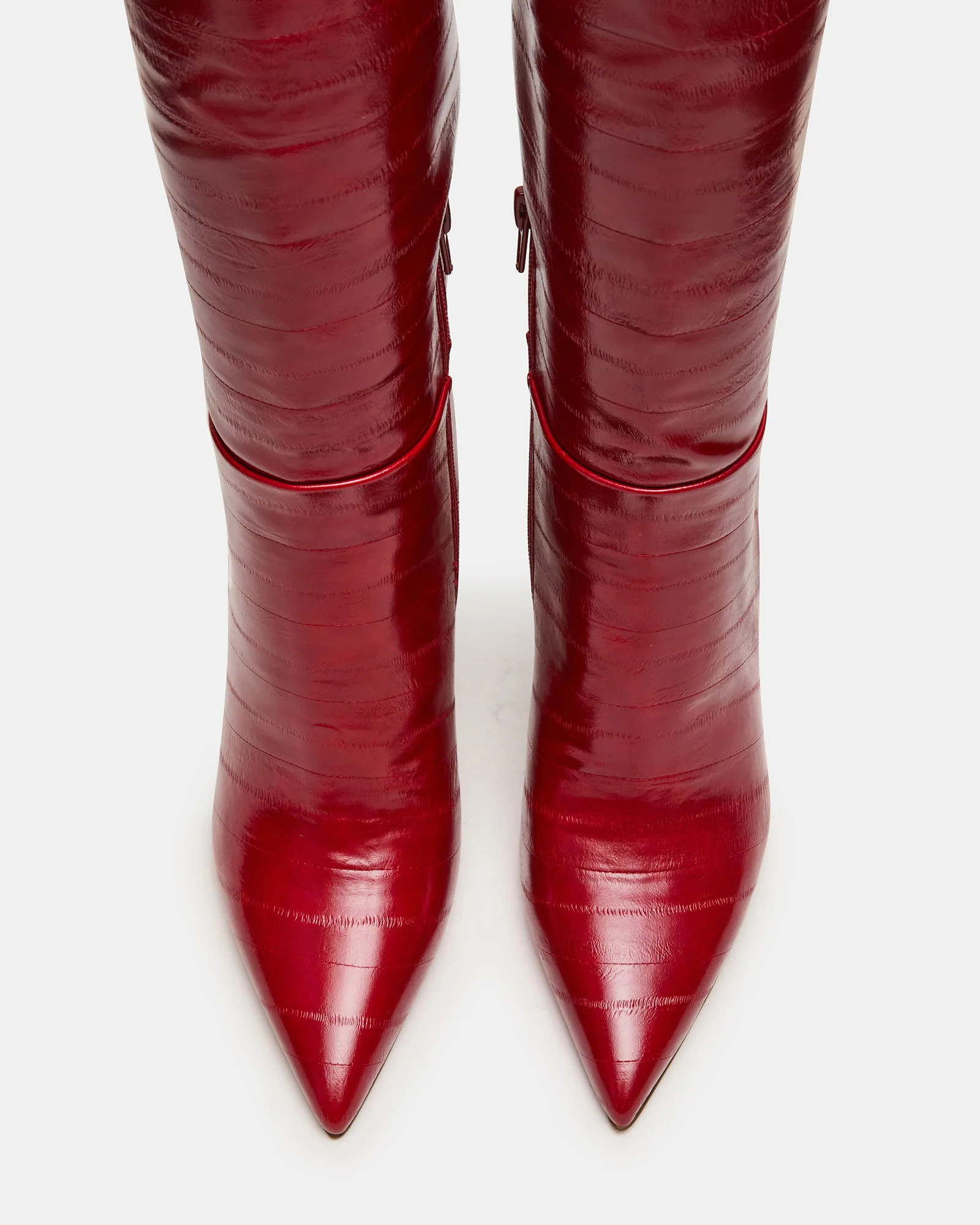 NITRO Red Eel Pointed-Toe Stiletto Heel Knee-High Women's Boots | Steve Madden (US)