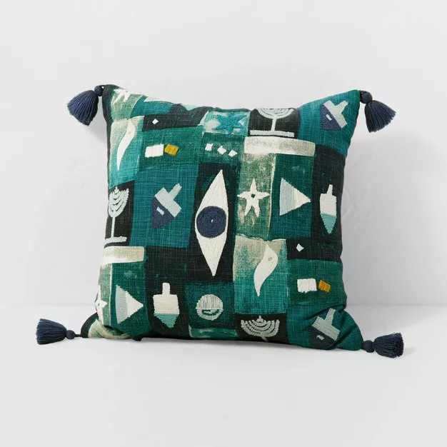 Embroidered Hanukkah Square Throw Pillow Blue - Opalhouse™ designed with Jungalow™ | Target