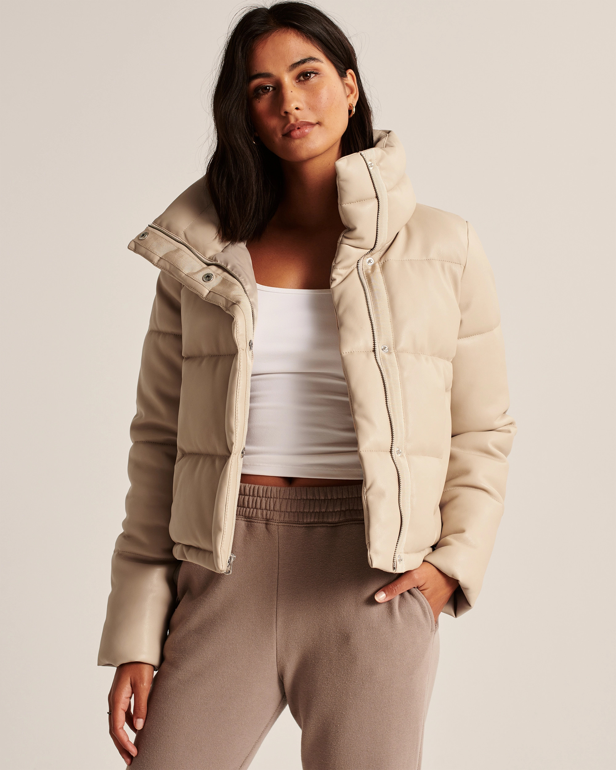 Vegan Leather Mini Puffer | Abercrombie & Fitch (US)