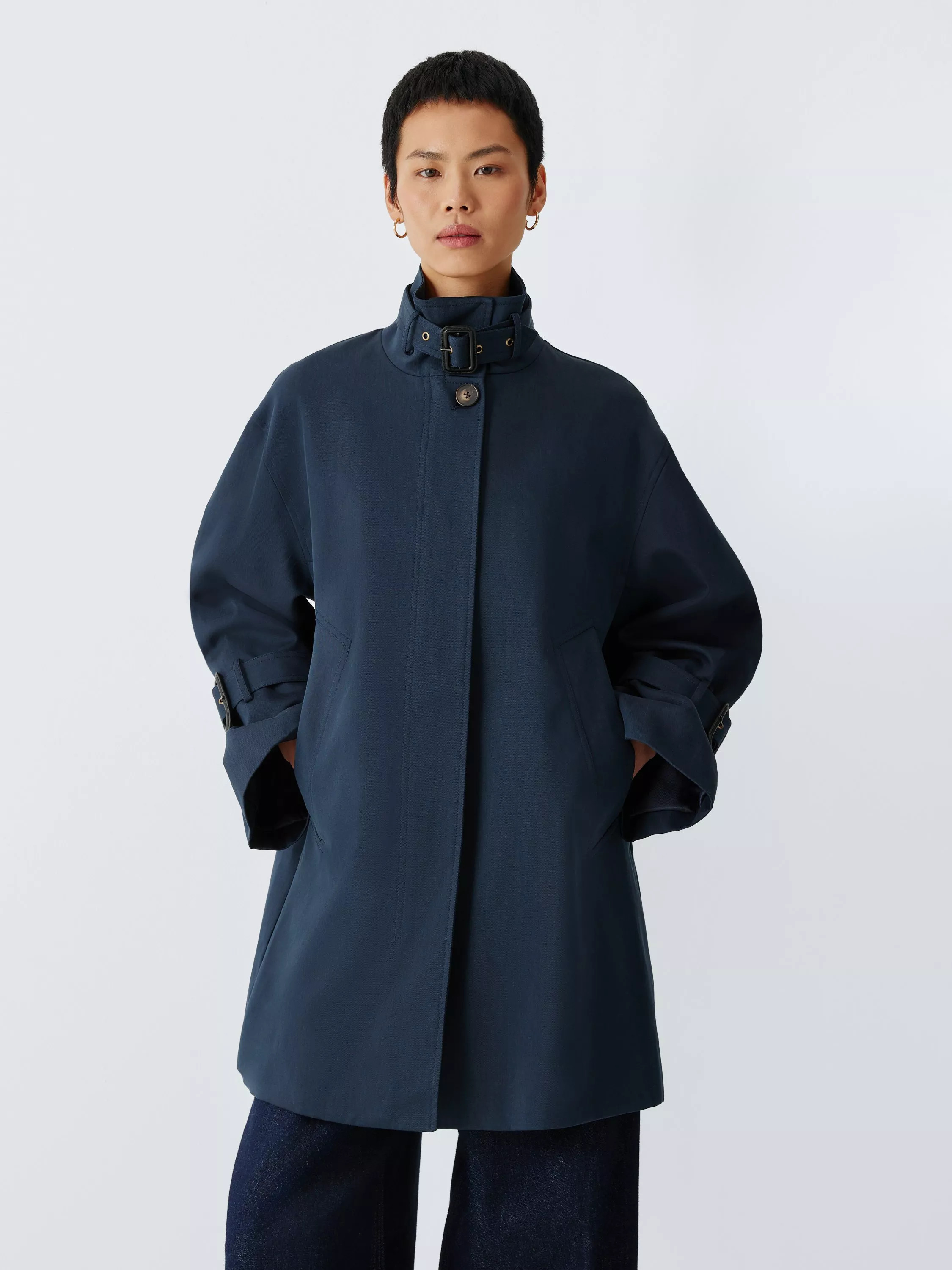 A-Line Mac Coat, Navy | John Lewis (UK)