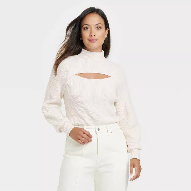 Women's Mock Turtleneck Cut Out Sweater - A New Day™ | Target