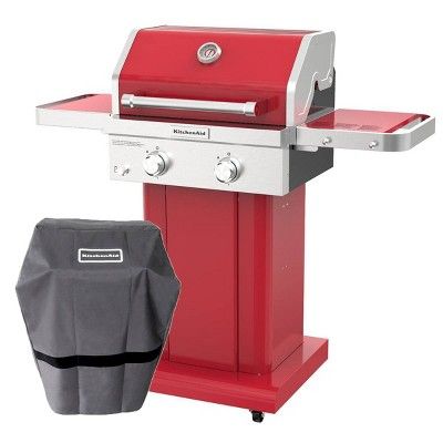 KitchenAid 720-0891CACO 2 Burner Stainless Steel Gas Grill with Grill Cover - Red | Target
