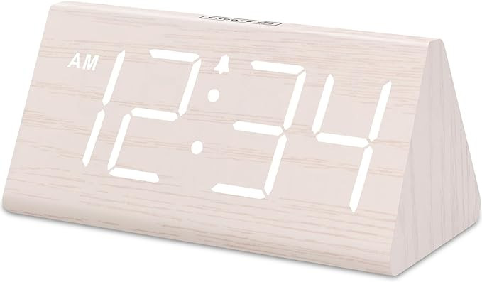 DreamSky Wooden Digital Alarm Clocks for Bedrooms - Electric Desk Clock with Large Numbers, USB P... | Amazon (US)