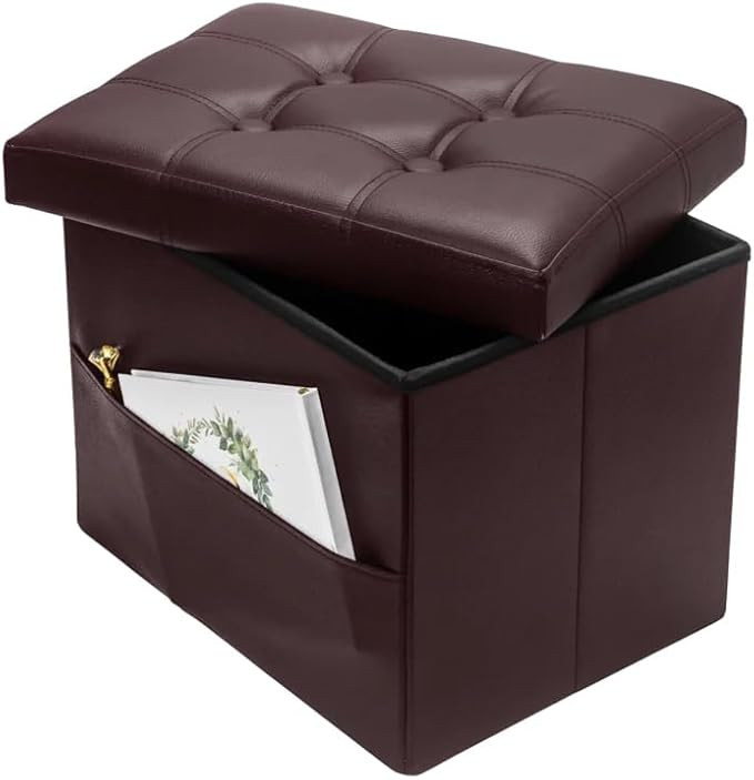 Bsketa Storage Ottoman Foot Rest Stool, Small Leather Storage Ottomans Bench, Folding Footstool w... | Amazon (US)