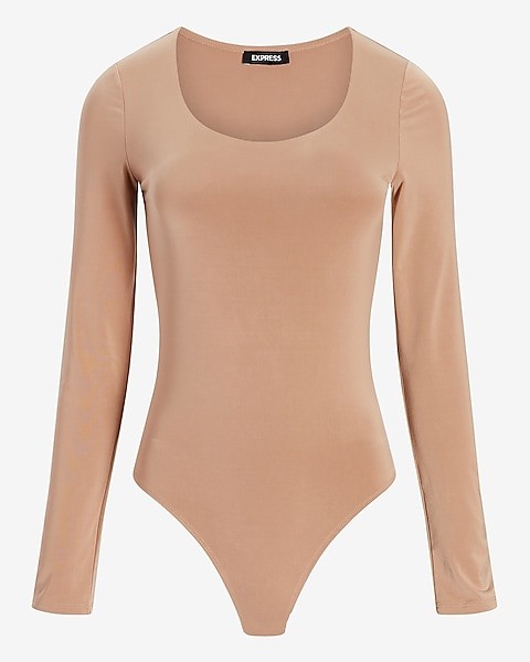 Body Contour Scoop Neck Double Layer Thong Bodysuit | Express