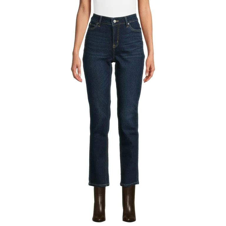 Time and Tru Women’s Mid Rise Straight Leg Jeans, 30" and 28" Inseams, Sizes 0-22 | Walmart (US)