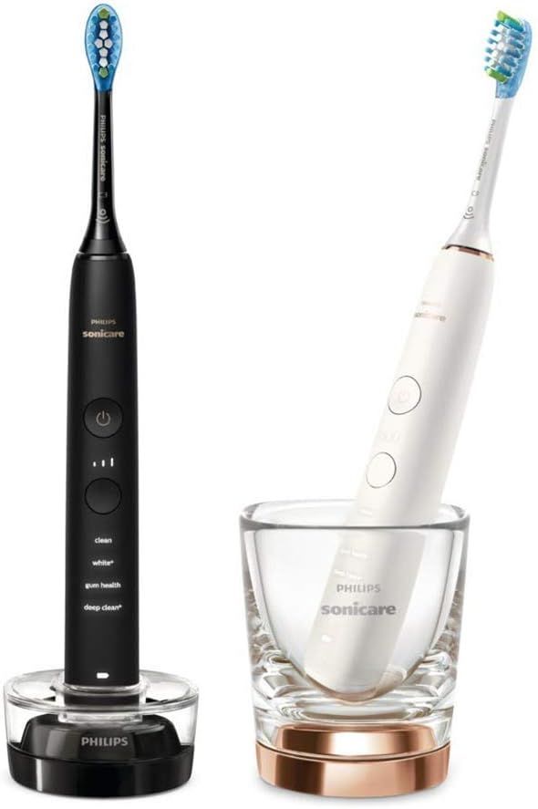 Philips Sonicare DiamondClean 9000 Set of 2 Electric Toothbrushes: Rose Gold & Black, 4 Modes, 3 ... | Amazon (UK)