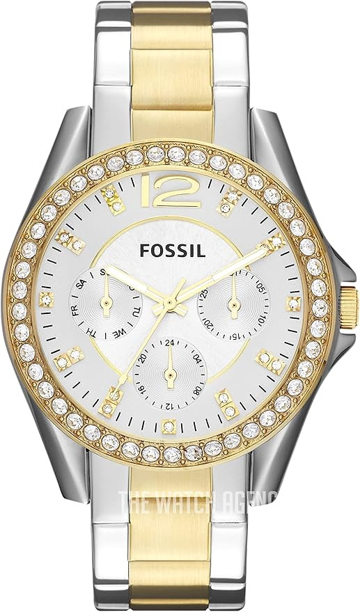 Fossil Women's Riley Stainless Steel Crystal-Accented Multifunction Quartz Watch | Amazon (US)