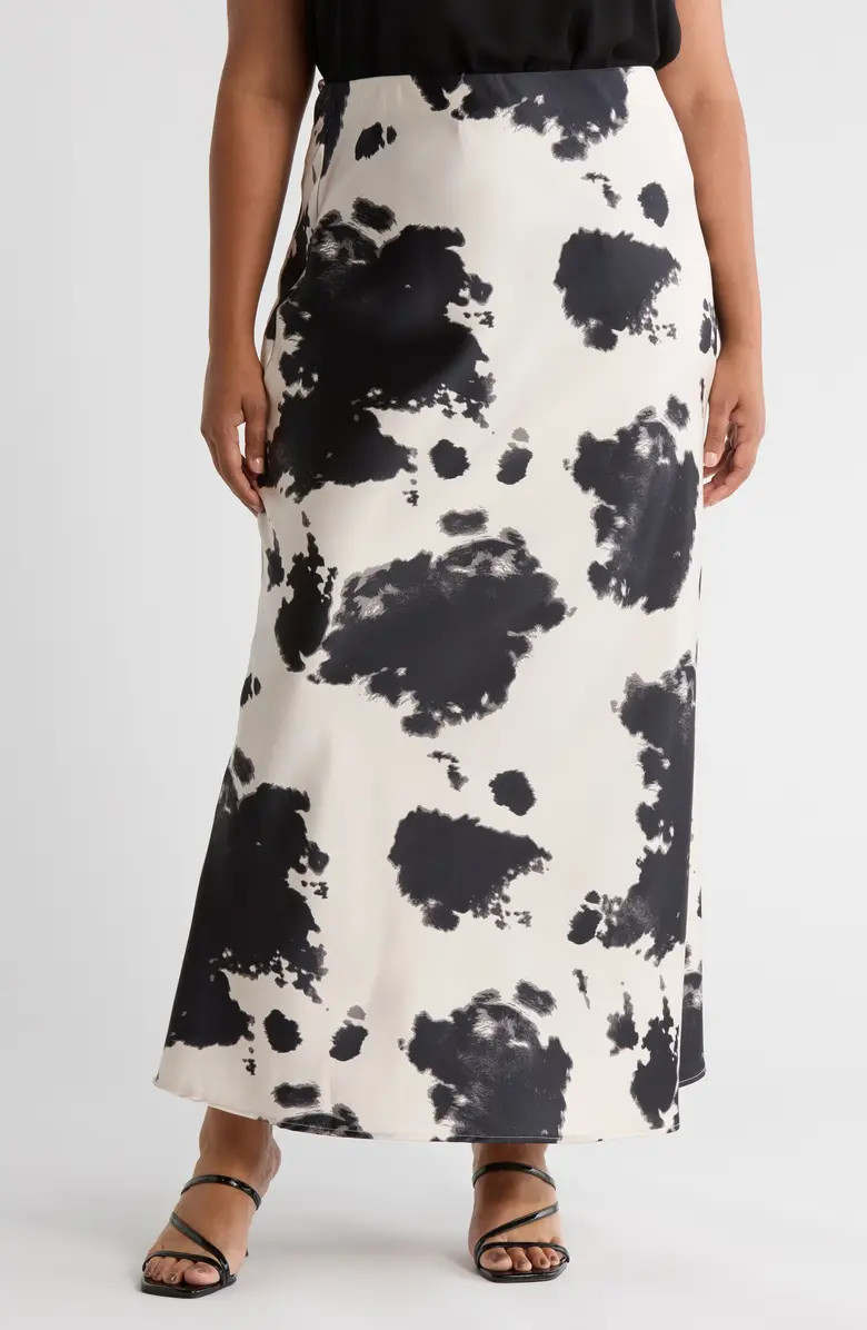 Cow Print Satin Maxi Skirt | Nordstrom Rack