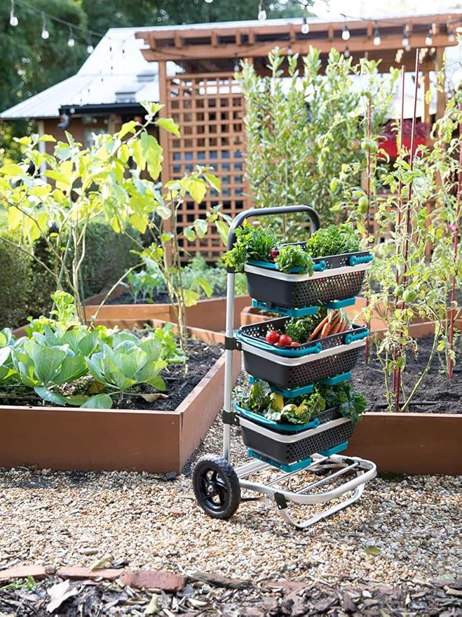 Gardeners Supply Company Rolling Mod Hod Trolley | Multi-Purpose Mobile Gardening Caddy with 3 St... | Amazon (US)