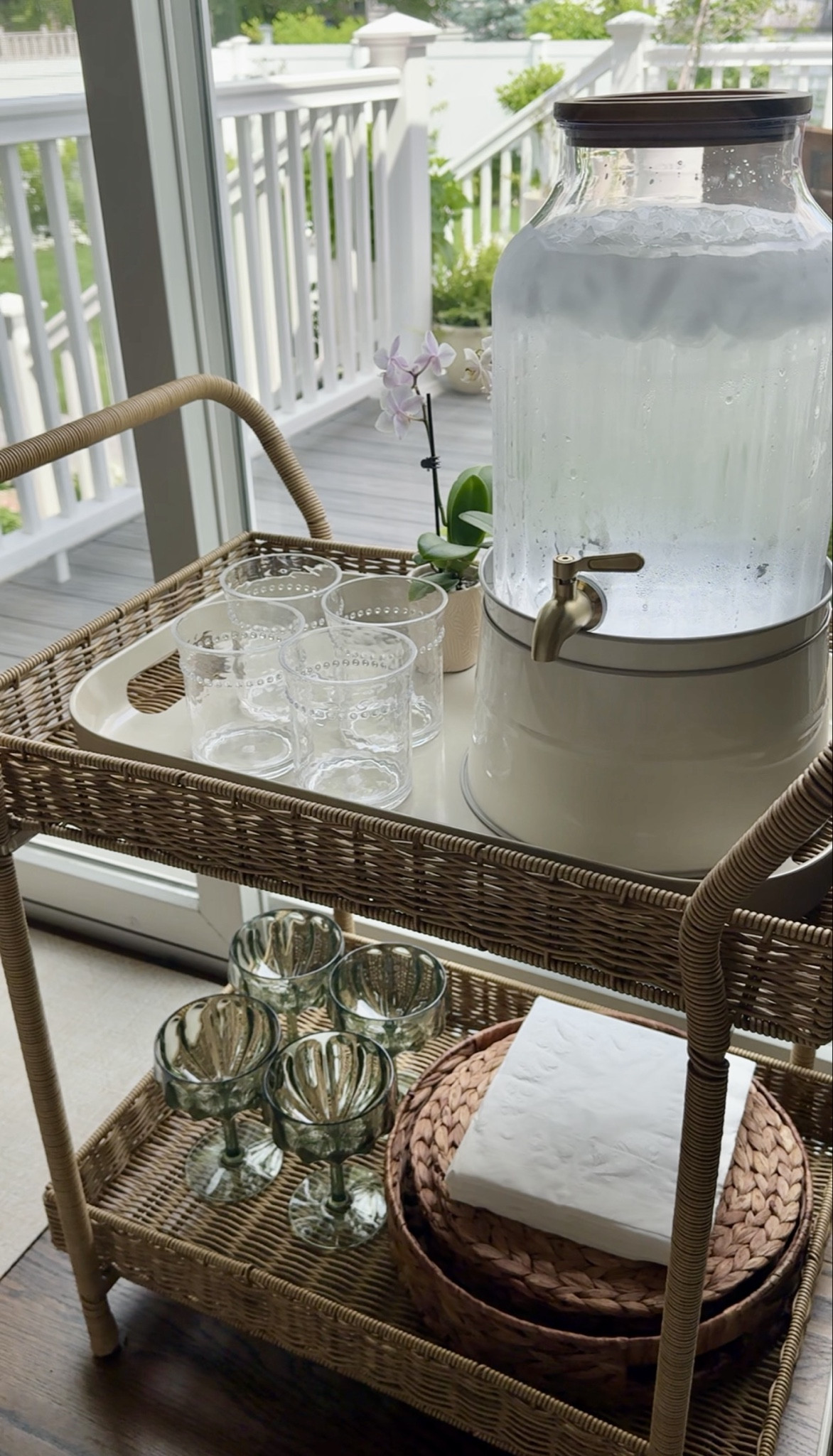 Summer bar cart inspo! I always have it fully loaded with water, glasses, napkins and placemats for eating outside...

#barcart #outdoorseason #summer #walmart

#LTKmomlife #LTKSeasonal #LTKHome