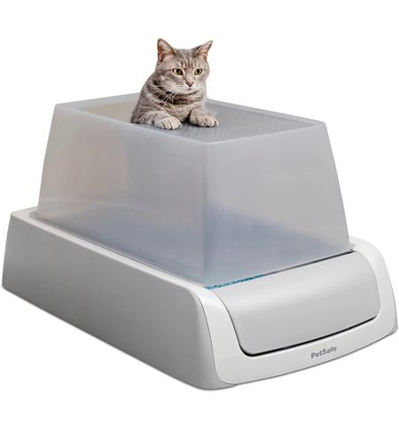 PetSafe ScoopFree Self-Cleaning Cat Litter Box - Never Scoop Litter Again - Hands-Free Cleanup with Disposable Crystal Trays - Less Tracking, Better Odor Control - Includes Hood & Disposable Tray