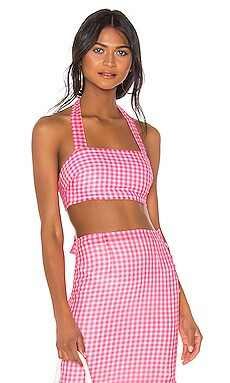 NBD Nava Halter Top in Neon Pink & White from Revolve.com | Revolve Clothing (Global)