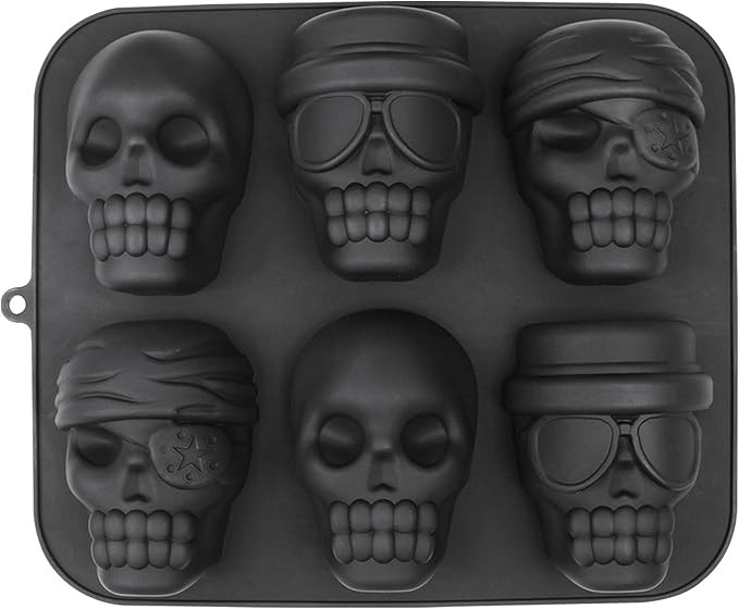 Webake Skull Cake Pan Silicone Gelatin Cakelet Mold Skull Pizza Tin Baking Pan | Amazon (US)