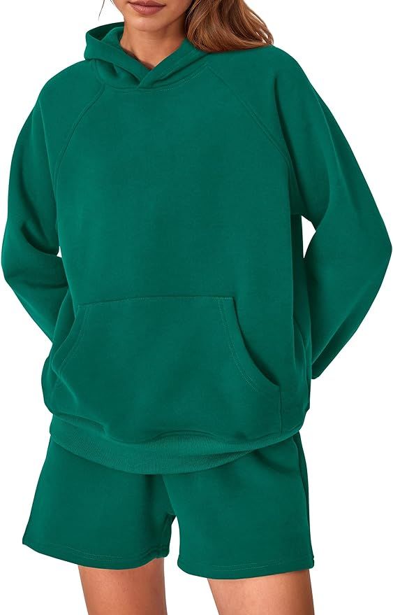 PRETTYGARDEN Women's 2024 Fall 2 Piece Outfits Sweatsuits Hoodie Sweatshirt And Lounge Shorts Tra... | Amazon (US)