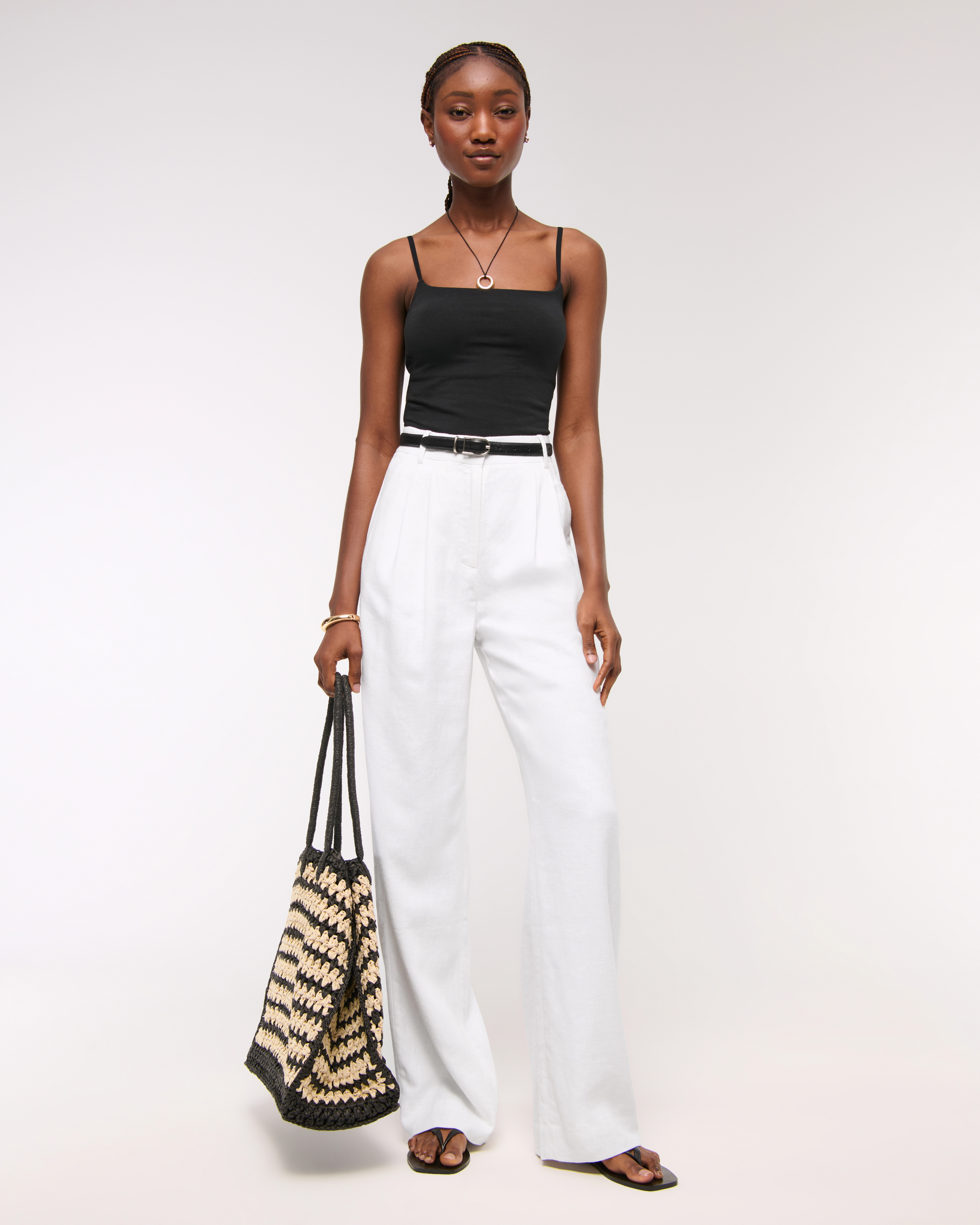 A&F Sloane Linen-Blend Wide Leg Pant | Abercrombie & Fitch (US)