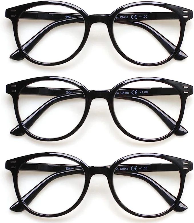 3 Pack Reading Glasses Spring Hinge Stylish Readers Black / Tortoise for Men and Women | Amazon (US)