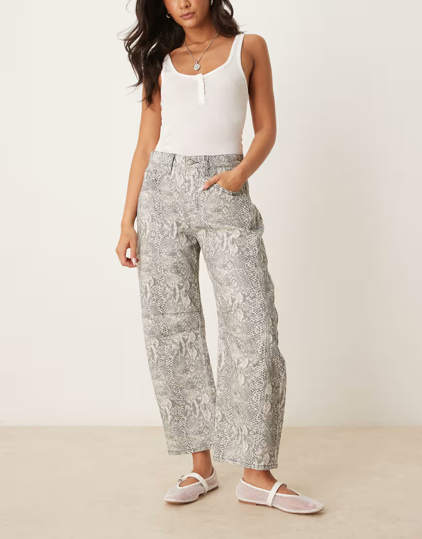 Free People good luck printed barrel jean in snake combo-Multi | ASOS (Global)
