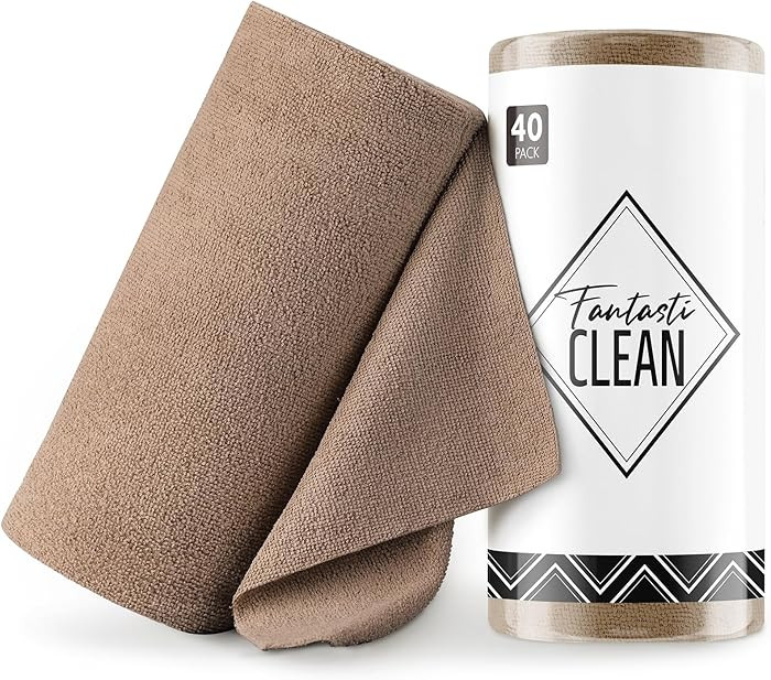 Fantasticlean Microfiber Cleaning Cloth Roll- 40 Sheets, 12" x 12" (Tan)     Super Absorbent, Lin... | Amazon (US)