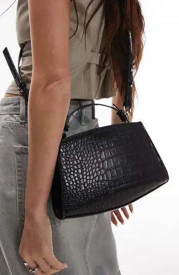 Gilly Croc Embossed Faux Leather Top Handle Grab Bag | Nordstrom