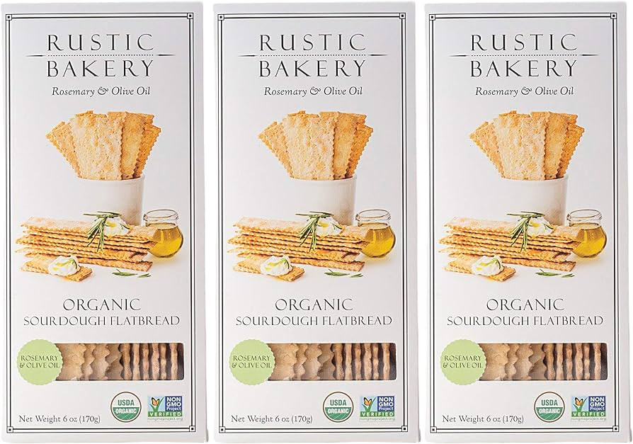 Rustic Bakery Gourmet Handmade Sourdough Flatbread Rosemary & Olive Oil 6 oz. (Pack of 3) in Intf... | Amazon (US)