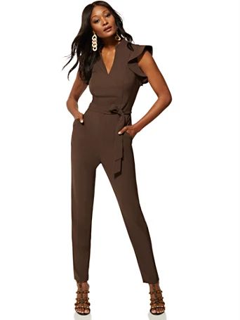 Madie Ruffled-Shoulder Jumpsuit - 7th Avenue | New York & Company