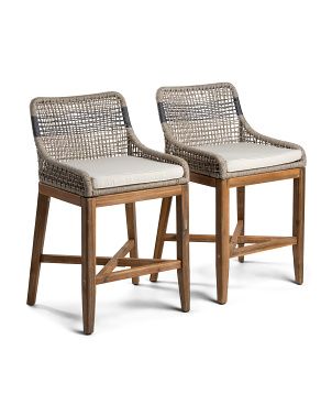 Set Of 2 Woven Striped Counter Stools | TJ Maxx