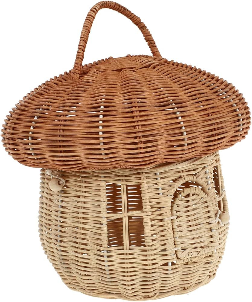 ARTIBETTER Rattan Storage Basket Mushroom Shape Decorative Woven Basket Fruit Basket Wall Hanging... | Amazon (US)