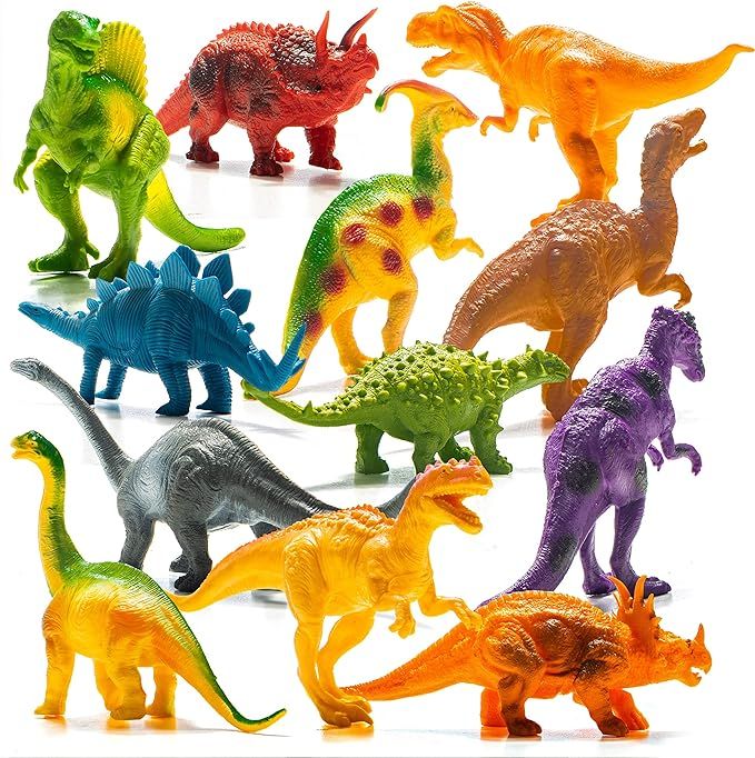 Prextex Realistic Looking 7" Dinosaurs Pack of 12 Toys for Boys and Girls 3 Years Old & Up Large ... | Amazon (US)