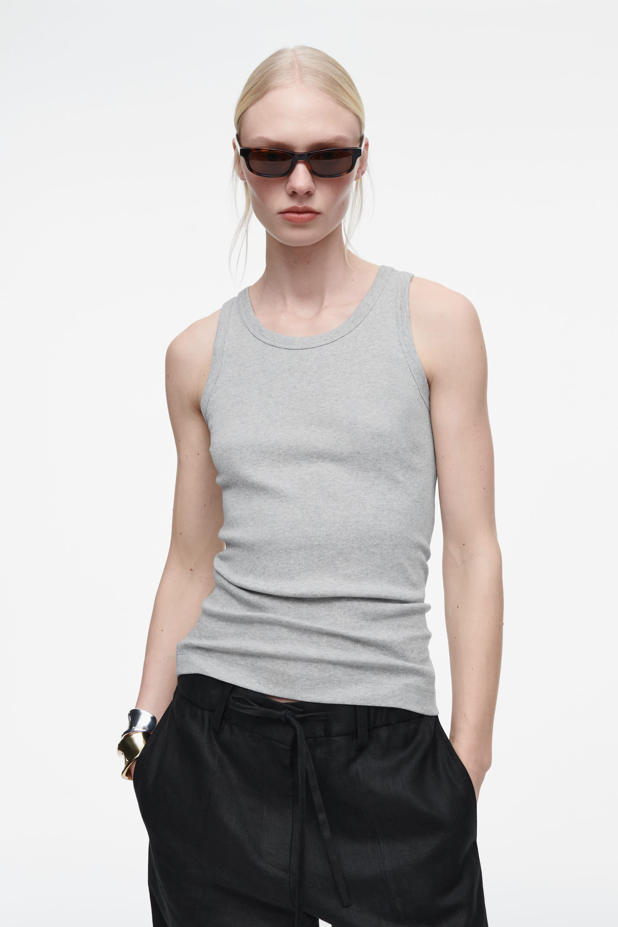 RIBBED TANK TOP - GREY MELANGE | COS | COS UK