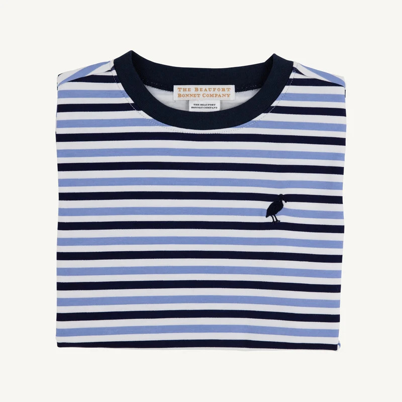 Carter Crewneck - Kennedy Cruise Stripe (Nantucket Navy) with Nantucke | The Beaufort Bonnet Company
