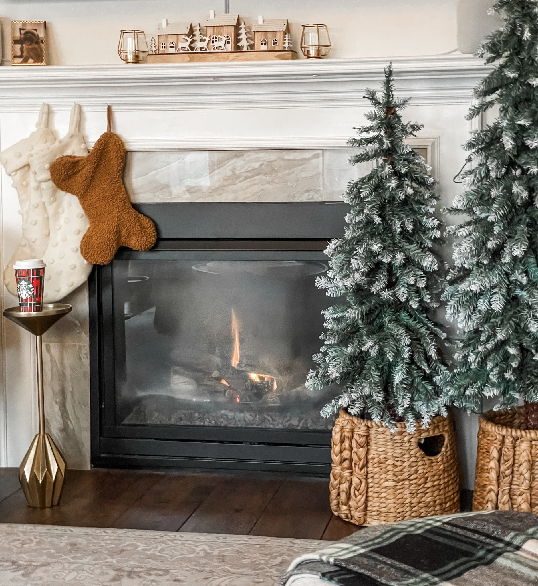 Christmas alpine trees. Dog stocking. Drink table. Christmas decor  

#LTKhome #LTKSeasonal