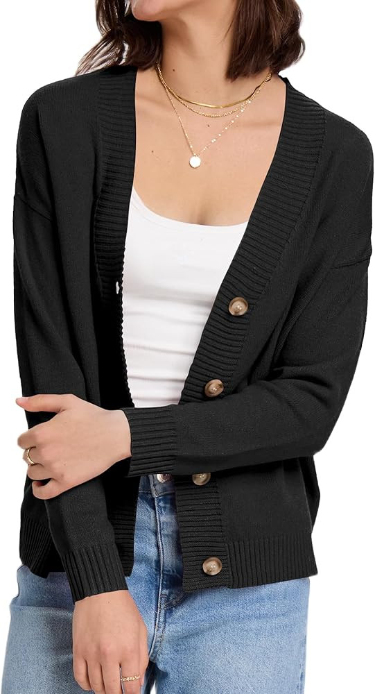 LOMON Women's Button Down Cardigan Sweaters Fall Long Sleeve Open Front Soft Cardigan Casual Loos... | Amazon (US)