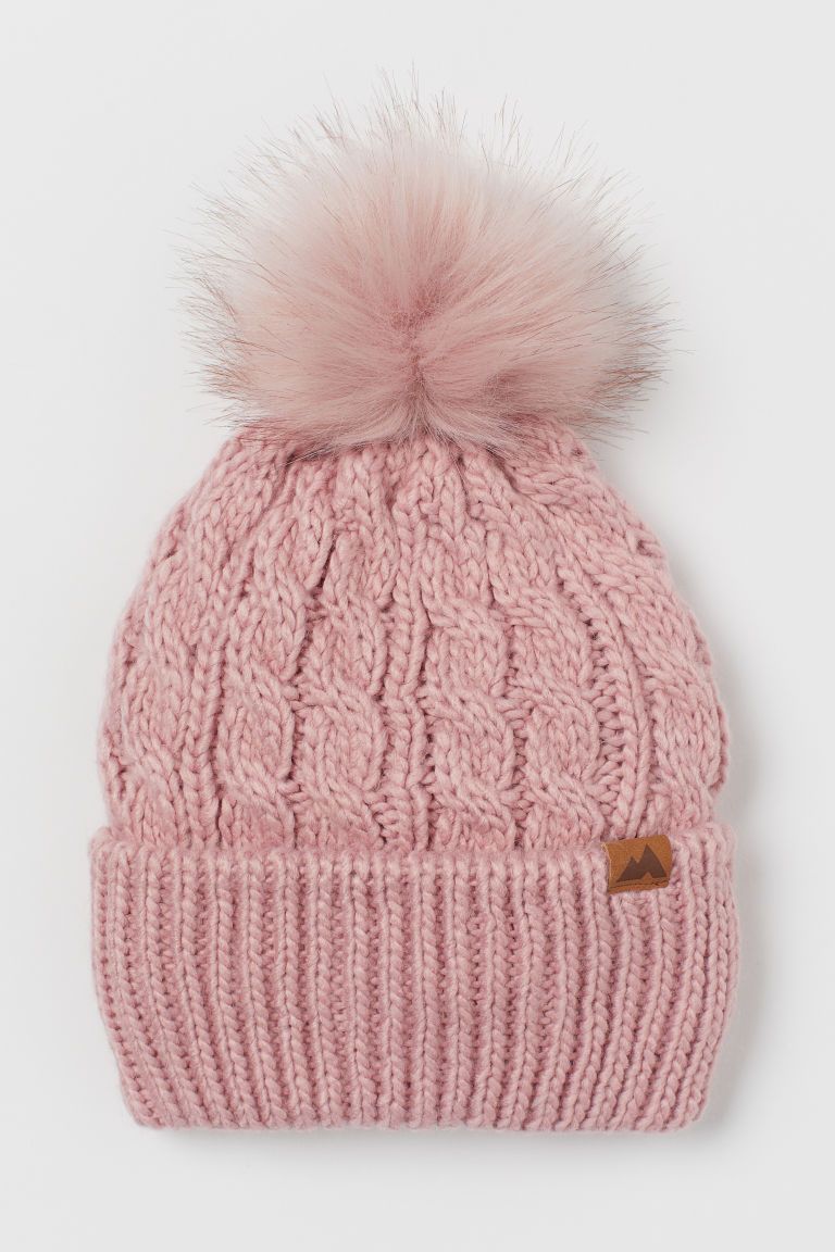 H & M - Cable-knit Hat - Pink | H&M (US + CA)