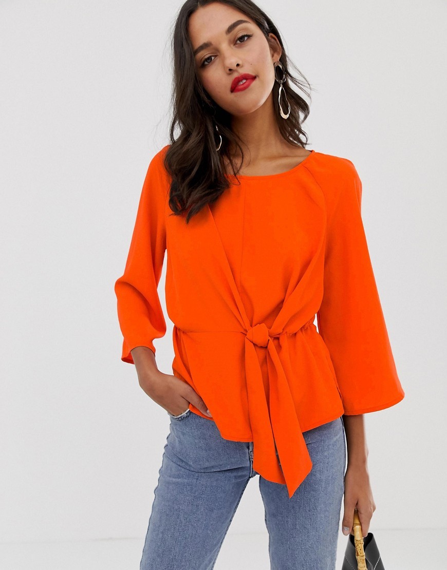 Vila knot waist blouse - Red | ASOS US
