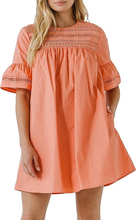 English Factory Lace Detail Mini Dress | Amazon (US)