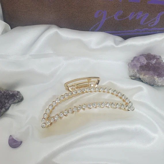 Rhinestone Gold Hair Clip Hair Claw Clip Gold Gemstones Hair | Etsy Canada | Etsy (CAD)