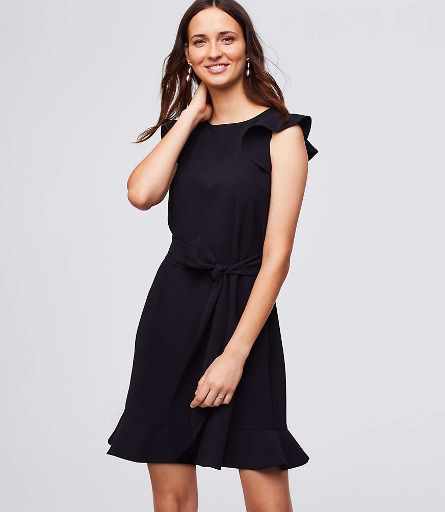 Flutter Belted Flare Dress | LOFT