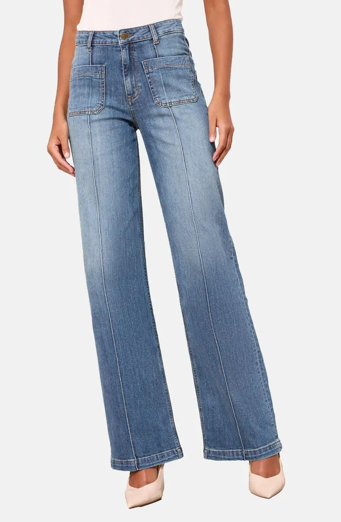Friends Like These Pintuck Patch Pocket Wide Leg Jeans | Nordstrom | Nordstrom