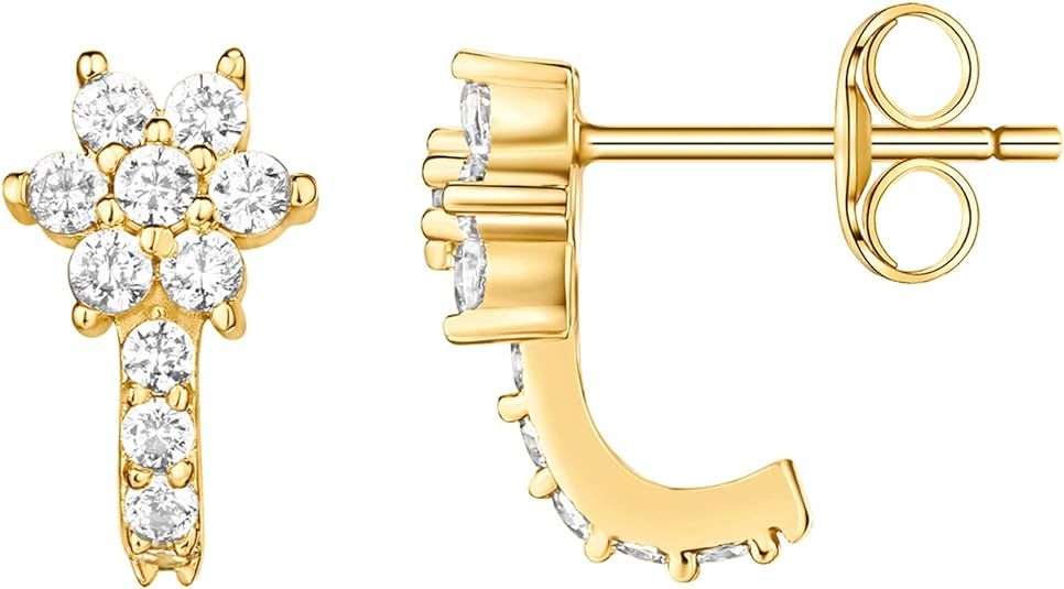 PAVOI 14K Gold Plated 925 Sterling Silver Post Ear Cuff Earrings | Women's Cubic Zirconia Cuff Ea... | Amazon (US)