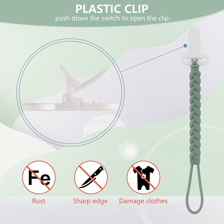 4-Pack Silicone Pacifier Clips with a Woven Rope Shape for Baby Boys and Girls - Flexible and Rus... | Amazon (US)