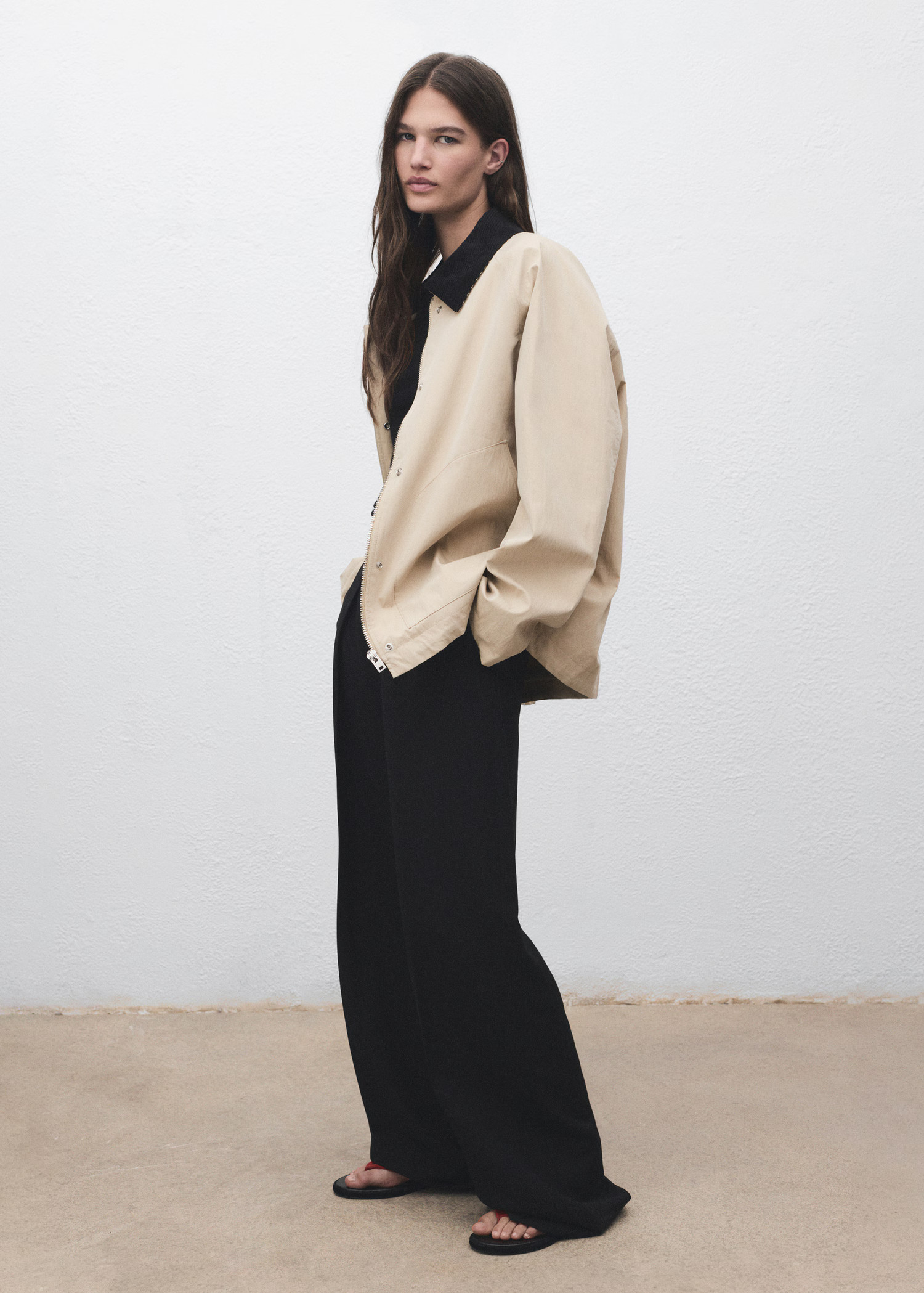 Cotton jacket with corduroy collar - Women | MANGO United Kingdom | MANGO (UK)