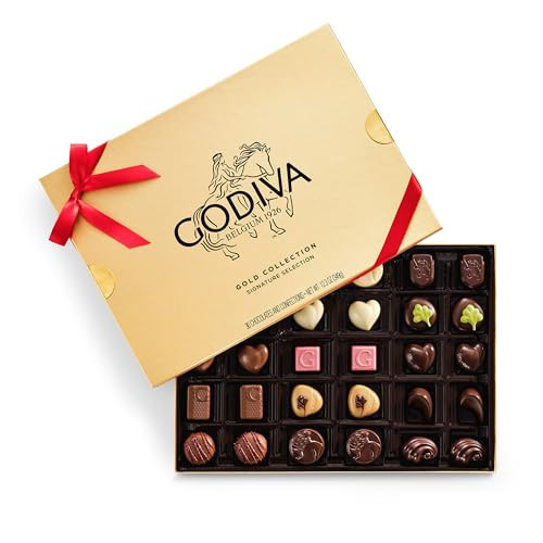 Godiva Red Ribbon Gold Assorted Chocolate Gift Box, Belgian Dark and Milk Chocolates with Pralinés, Ganaches & Caramels, Gourmet Valentine's Day Gift, Kosher, 30 Pc | Amazon (US)