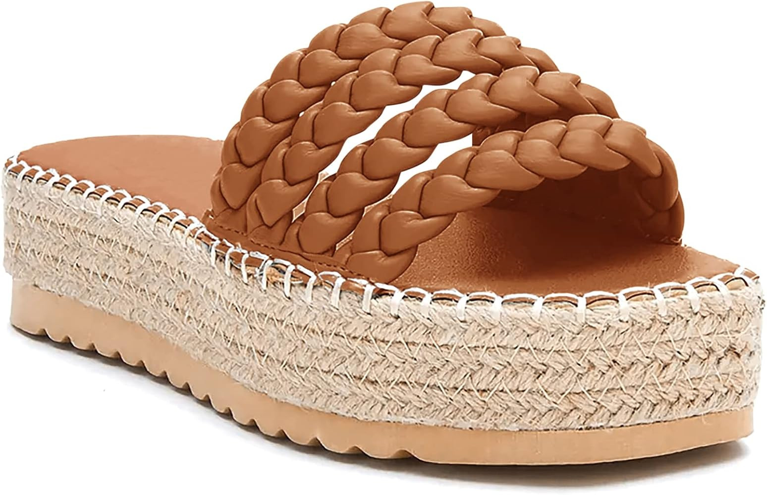 Coutgo Womens Platform Slides Sandals Espadrilles Braided Slip on Open Toe Backless Summer Dress ... | Amazon (US)