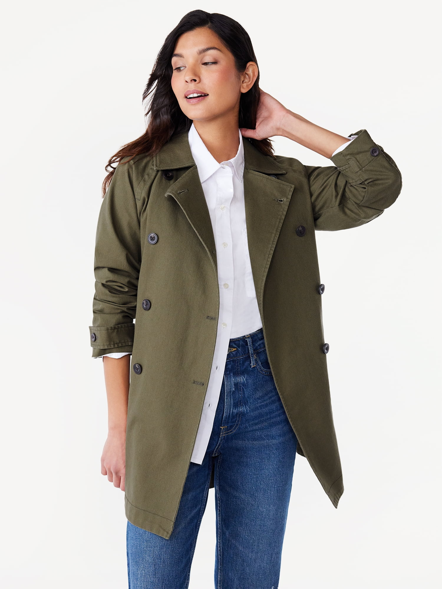Free Assembly Women's Everyday Short Trench Coat, Sizes S-XXL - Walmart.com | Walmart (US)