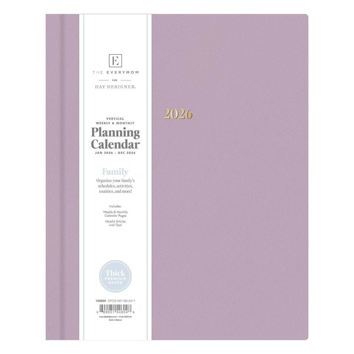 The Everymom 8"x10" Planning Calendar Muted Lilac Year 2026 Weekly/Monthly Bookbound | Target