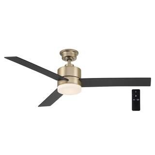 Madison 52 in. Integrated LED Indoor Champagne Bronze Ceiling Fan with Light and Remote with Colo... | The Home Depot