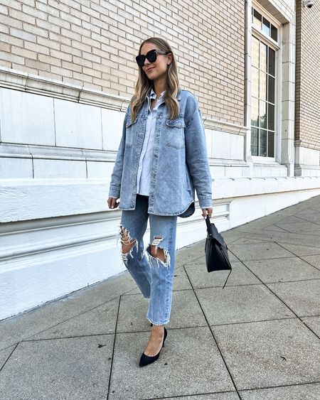 My favorite blue button up shirt is on sale for 20% off with code FJBF20! I love a blue button up as we transition to spring. 
I love this look with a denim shacket and this one is so good because it’s lightweight  

#LTKFind #LTKsalealert #LTKSale
