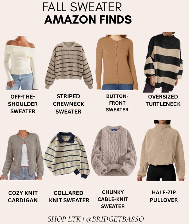 Amazon fall sweaters for every cozy autumn outfit 🤎 From oversized turtlenecks and chunky cable knits to striped crewnecks, cardigans, half-zips and off-the-shoulder sweaters—these women’s fall fashion finds are perfect with jeans, boots and leggings.

#LTKgrwm #LTKootd #LTKSaleAlert