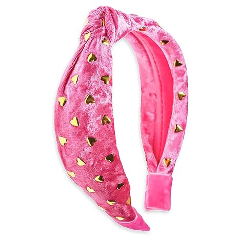 FROG SAC Pink Heart Headband for Girls, Studded Knotted Headbands for Kids, Cute Stud Knot Head B... | Amazon (US)